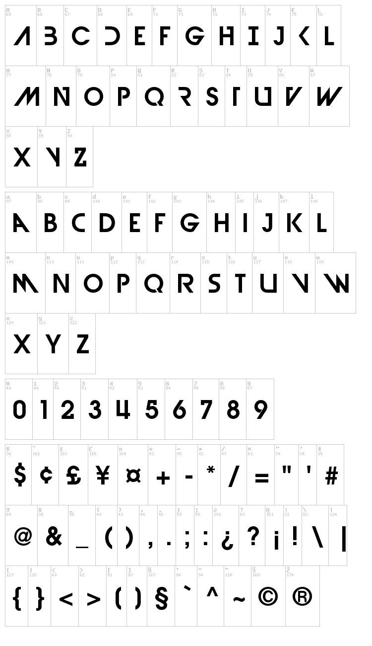 Devil Breeze font map